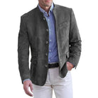 blazer homme col mao coupe ajustée manches longues en gris