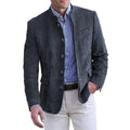 blazer homme col mao coupe ajustée manches longues en bleu marine