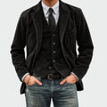 blazer homme décontracté avec gilet en noir