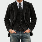 blazer homme décontracté avec gilet en noir