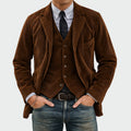 blazer homme décontracté avec gilet en marron