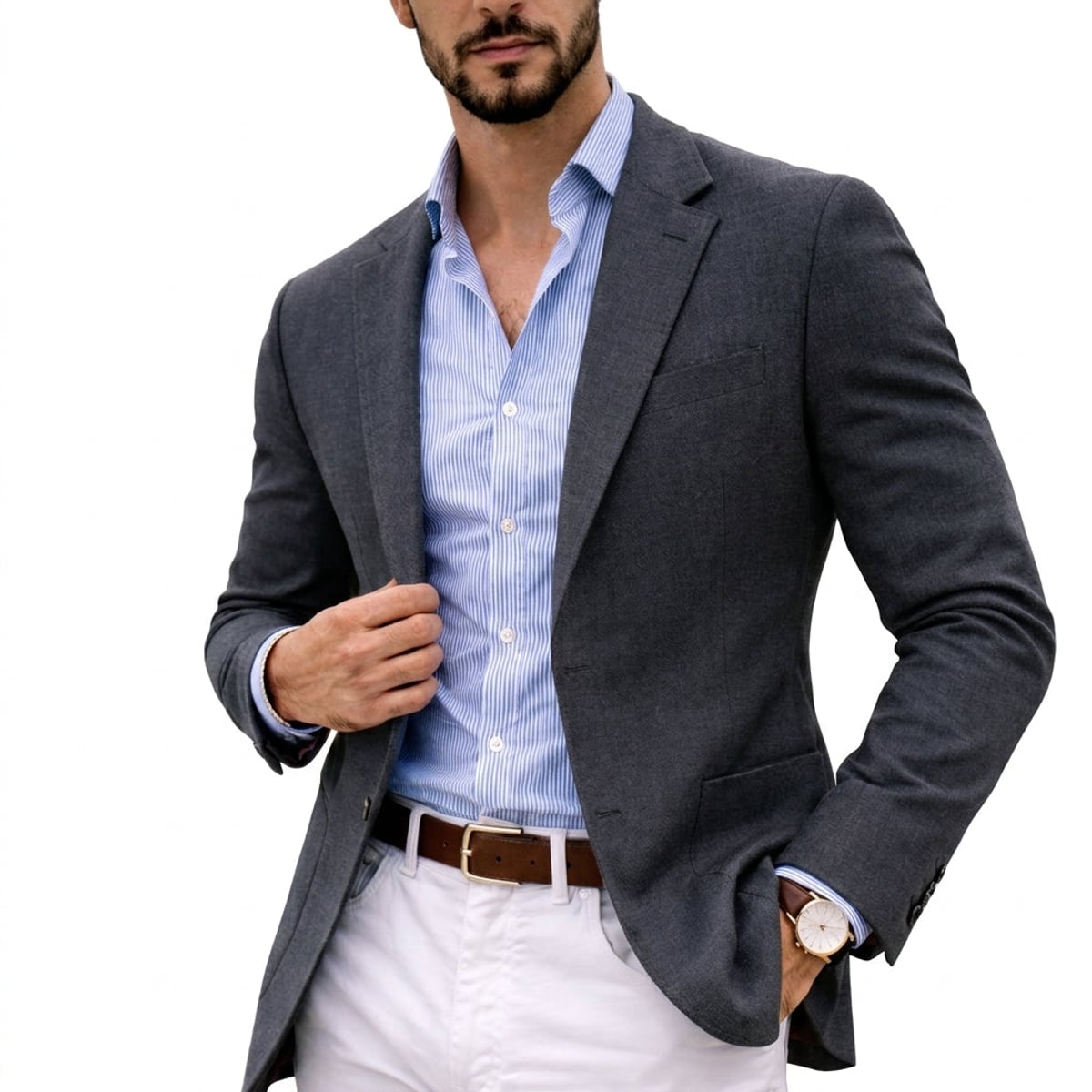 blazer homme décontracté coupe ajustée en gris