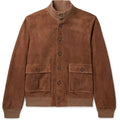 blouson homme col montant poches plaquées en marron
