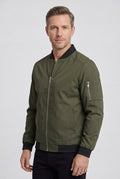 bomber homme col côtelé zippé en vert kaki