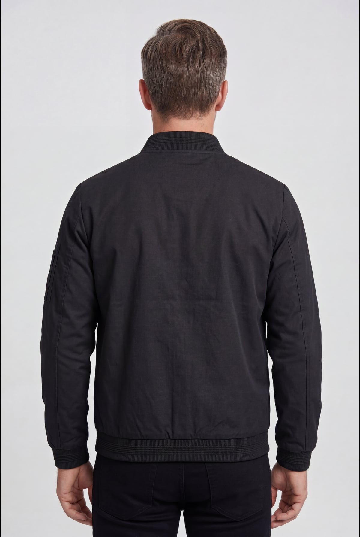 bomber homme col côtelé zippé en noir