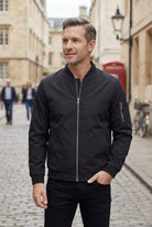 bomber homme col côtelé zippé en noir