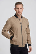 bomber homme col côtelé zippé en beige