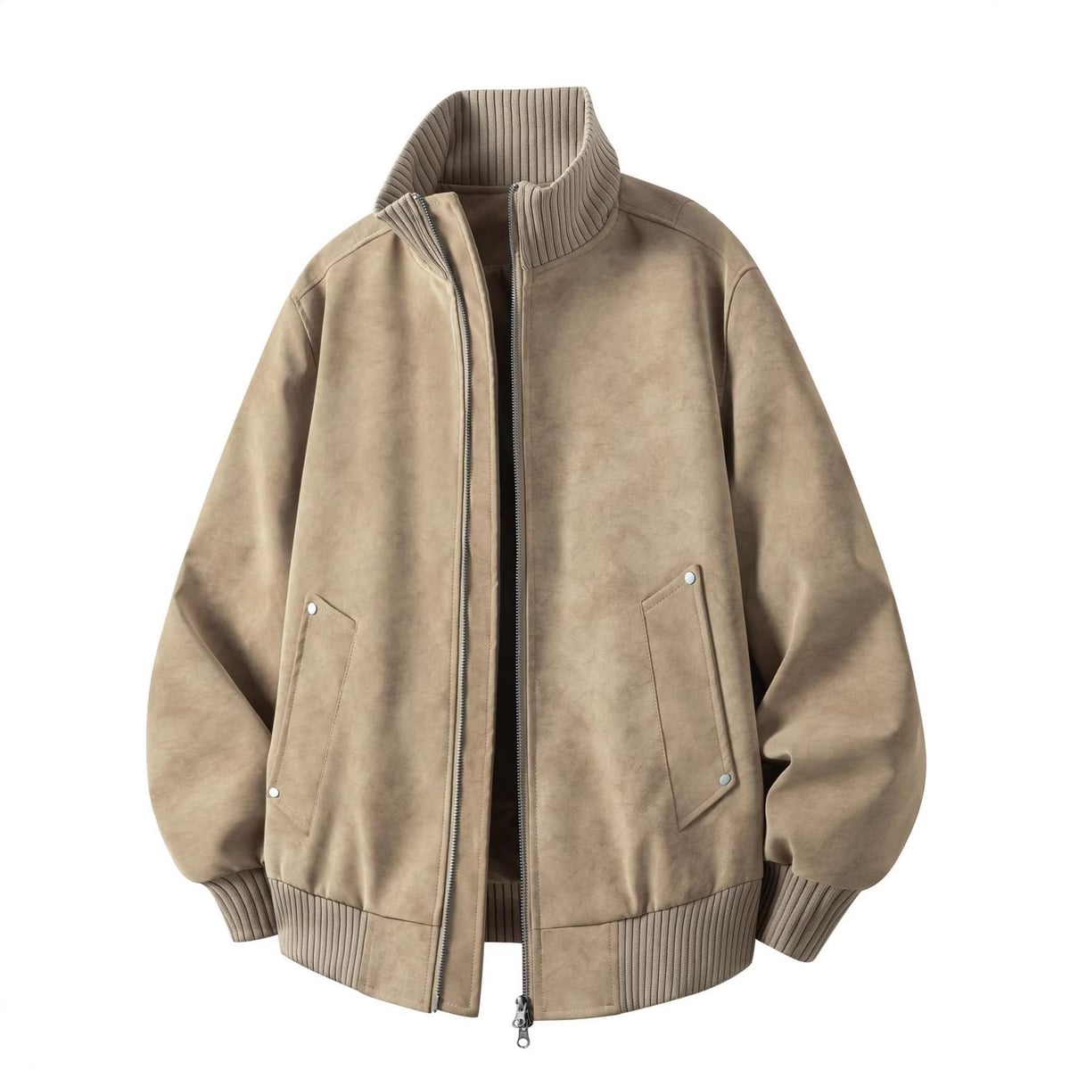 bomber homme col montant manches longues kaki