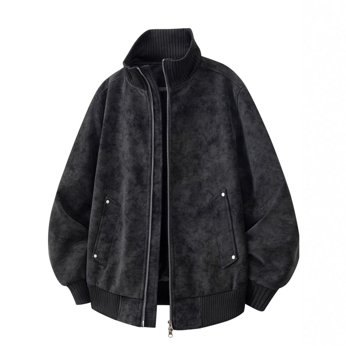 bomber homme col montant manches longues noir