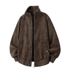 bomber homme col montant manches longues marron