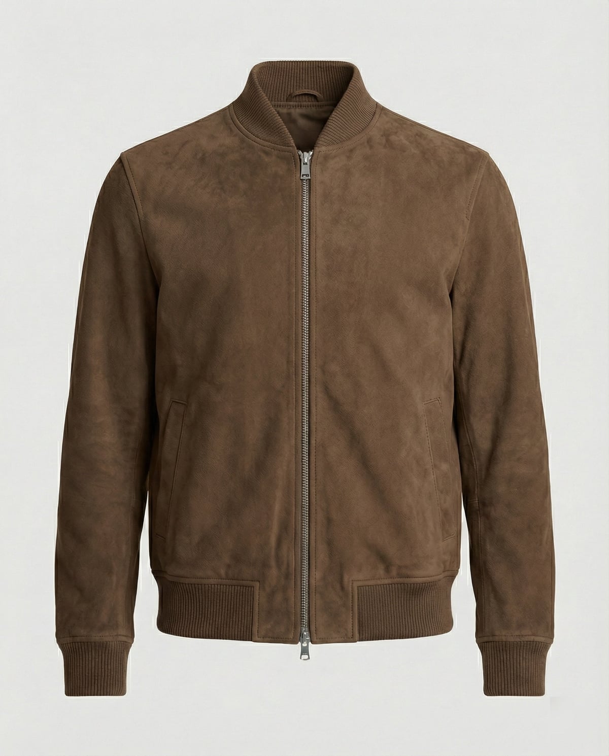 bomber homme coupe ajustée col côtelé en marron