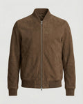 bomber homme coupe ajustée col côtelé en marron
