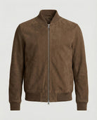 bomber homme coupe ajustée col côtelé en marron