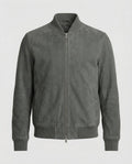 bomber homme coupe ajustée col côtelé en gris