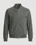 bomber homme coupe ajustée col côtelé en gris