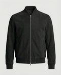 bomber homme coupe ajustée col côtelé en noir