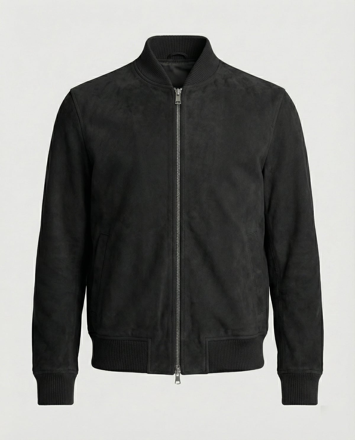 bomber homme coupe ajustée col côtelé en noir