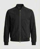 bomber homme coupe ajustée col côtelé en noir