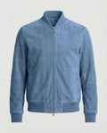 bomber homme coupe ajustée col côtelé en bleu clair