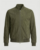 bomber homme coupe ajustée col côtelé en vert foncé