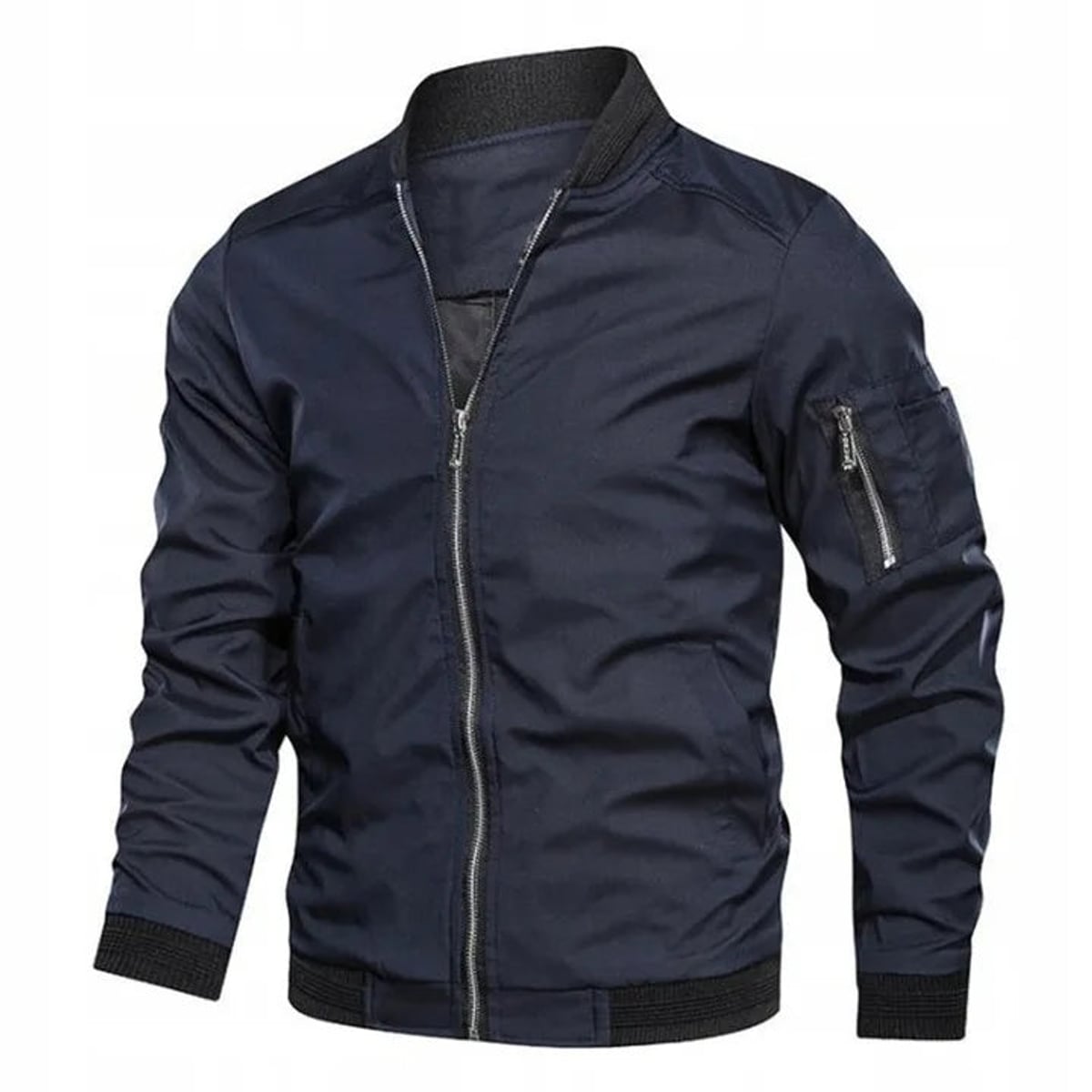 bomber homme coupe ajustée zippée bleu