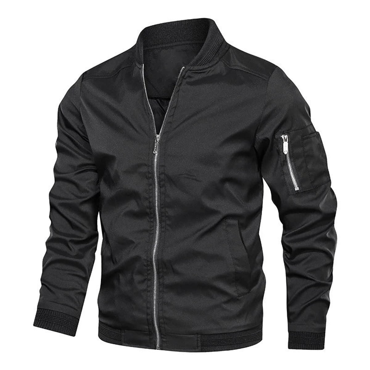 bomber homme coupe ajustée zippée noir