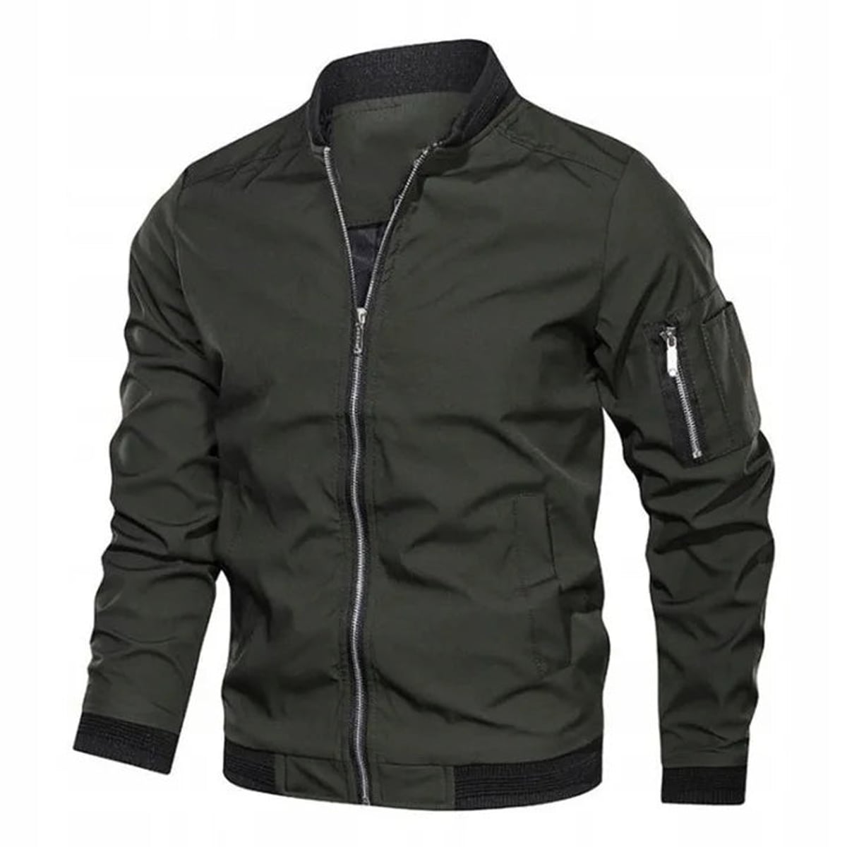 bomber homme coupe ajustée zippée vert