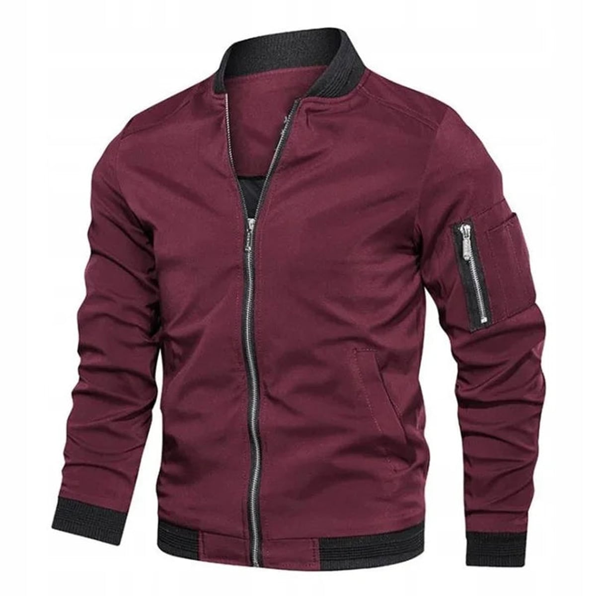 bomber homme coupe ajustée zippée rouge