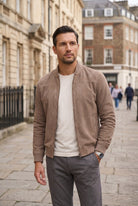 bomber homme coupe moderne zippé en beige