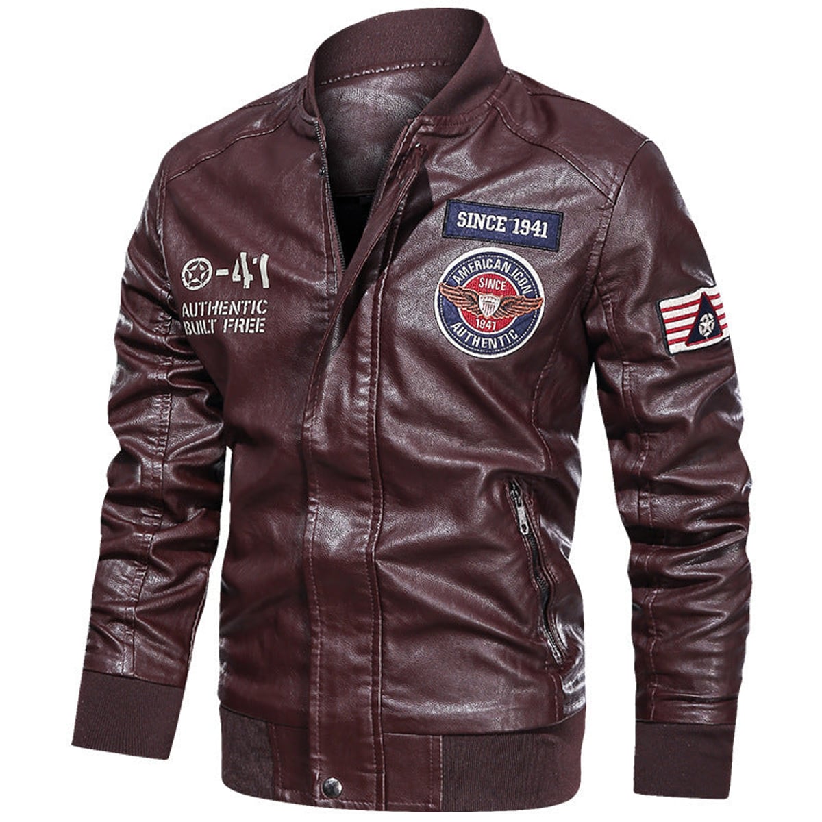 bomber homme manches longues poches zippées en bordeaux
