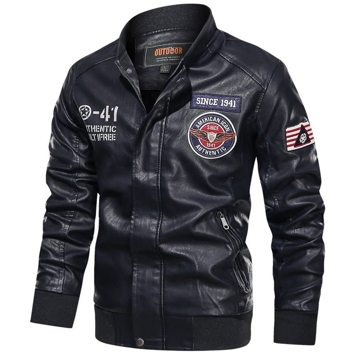 bomber homme manches longues poches zippées en noir
