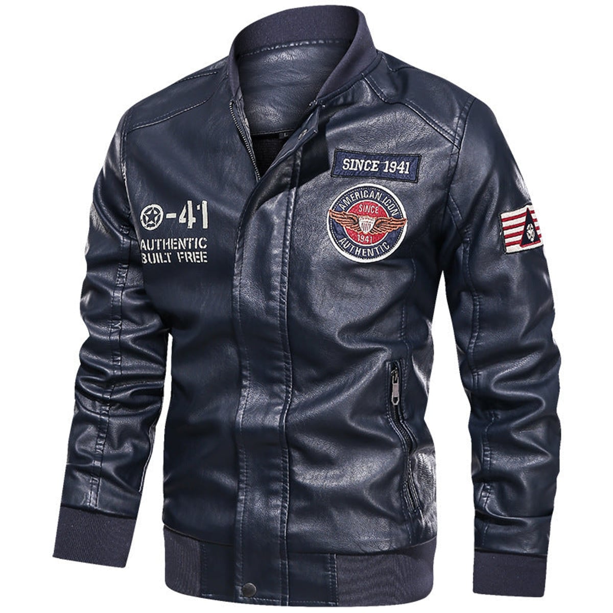 bomber homme manches longues poches zippées en bleu royal