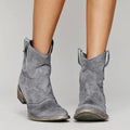 boots femme bout pointu talon bloc western en gris