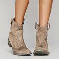 boots femme bout pointu talon bloc western en marron