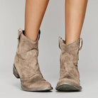 boots femme bout pointu talon bloc western en marron