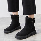 boots femme fourrées plateforme crantée en noir