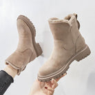 boots femme fourrées plateforme crantée en abricot
