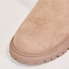boots femme fourrées plateforme crantée en abricot