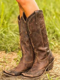 bottes cowboy femme à rivets montantes en marron
