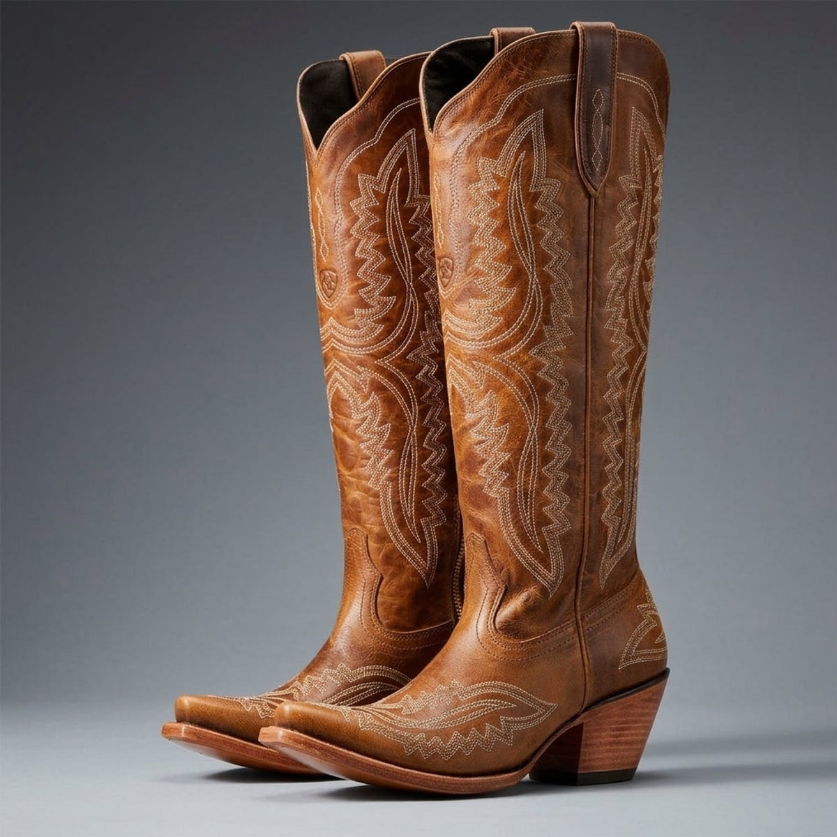 bottes cowboy femme tige haute talon bloc en marron