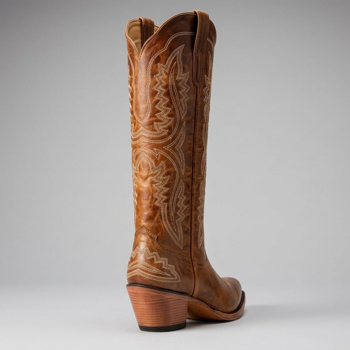 bottes cowboy femme tige haute talon bloc en marron