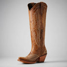 bottes cowboy femme tige haute talon bloc en marron