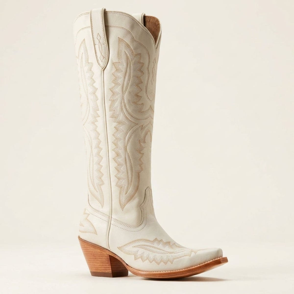 bottes cowboy femme tige haute talon bloc en blanc