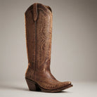 bottes cowboy femme tige haute talon bloc en marron chocolat