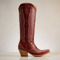 bottes cowboy femme tige haute talon bloc en rouge