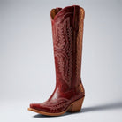 bottes cowboy femme tige haute talon bloc en rouge