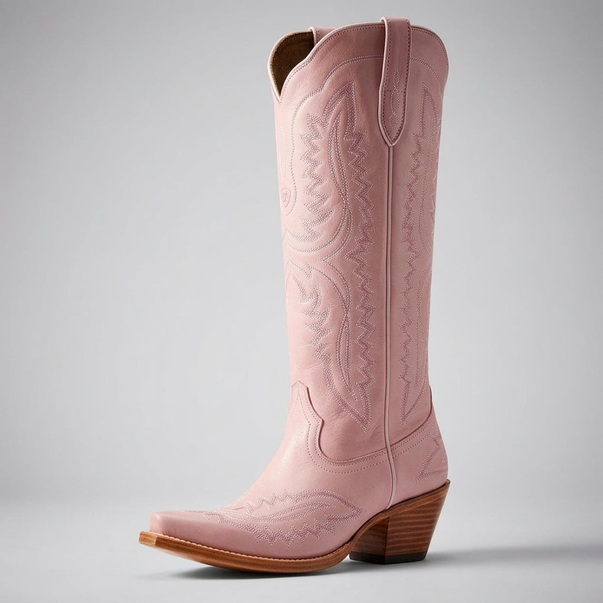 bottes cowboy femme tige haute talon bloc en rose