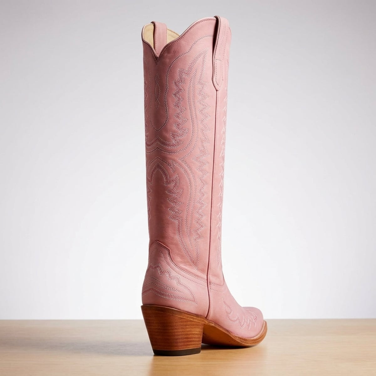 bottes cowboy femme tige haute talon bloc en rose