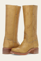 bottes femme mi-mollet talon carré western en jaune