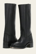bottes femme mi-mollet talon carré western en noir